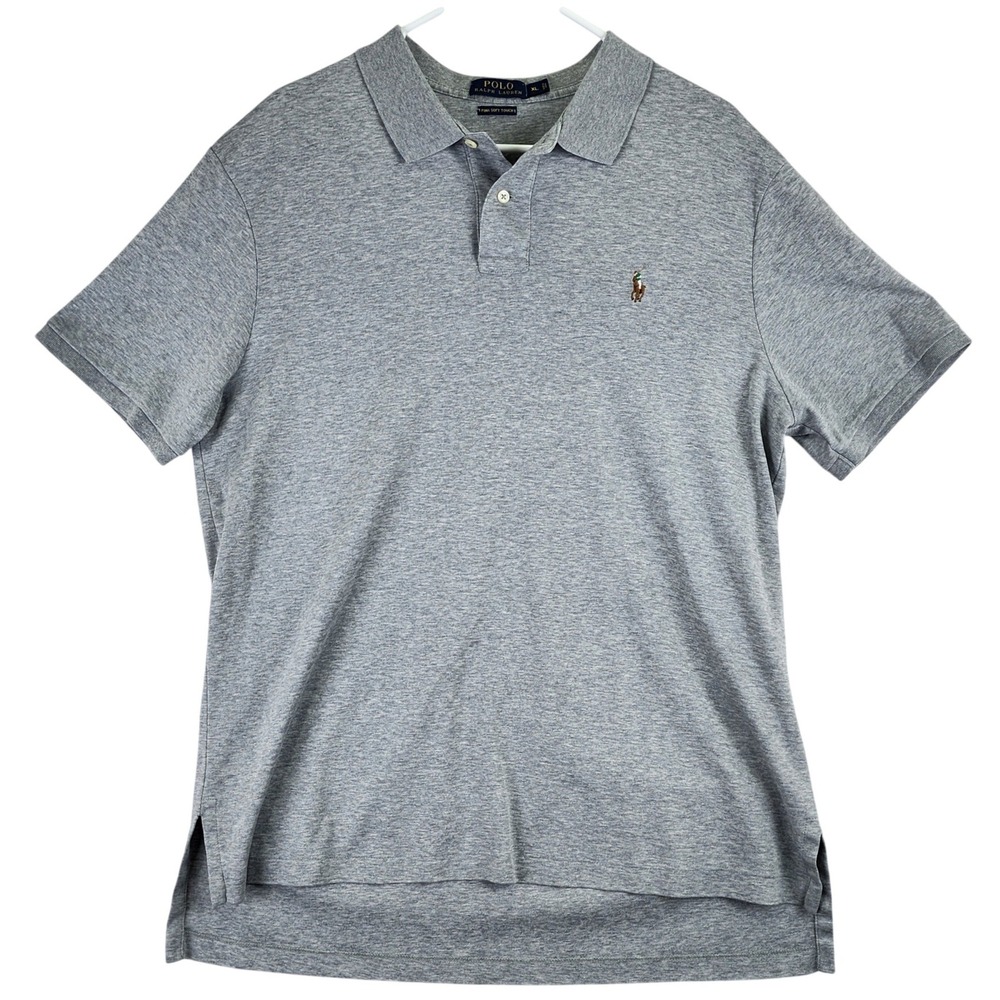 Polo Ralph Lauren Pima Soft Touch Polo Shirt Mens XL‎ Gray Classic Preppy
